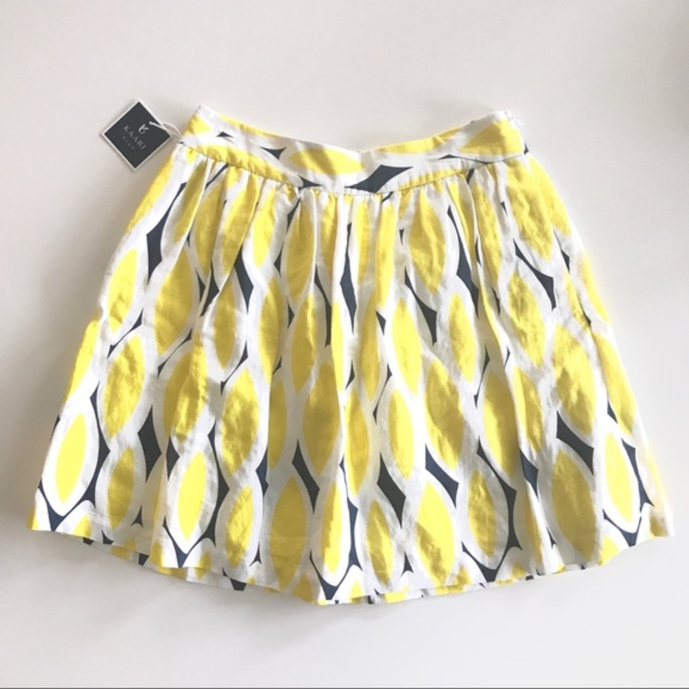 Kaari Blue Pleated Circle Floral Skirt - Picture 1 of 6